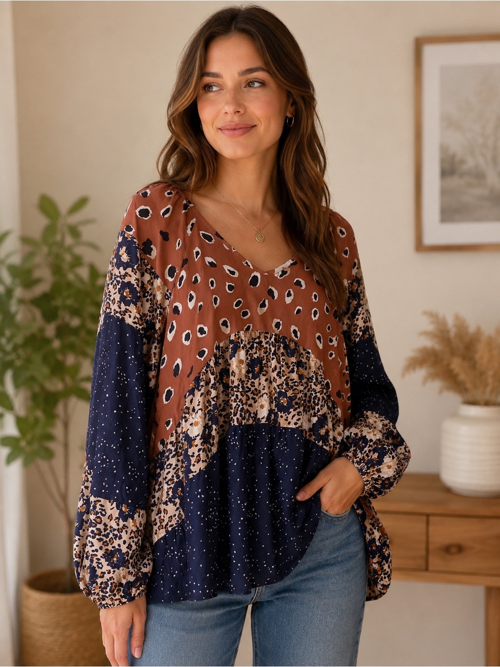 4/$20Elegant Hailey&co Leopard Print Blouse